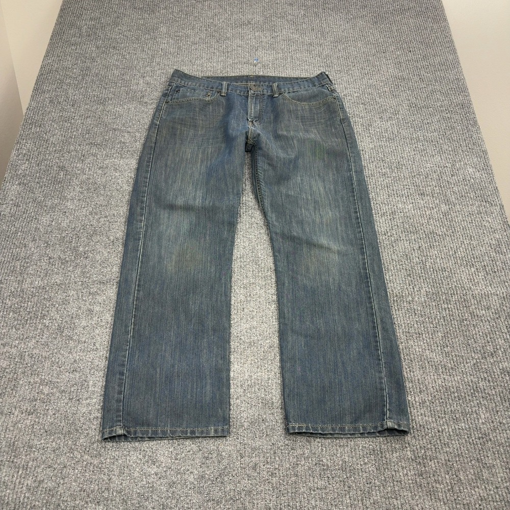 Levi Strauss 514 Slim Straight Jeans Mens 34 Blue Cotton Poly Denim Casual Style